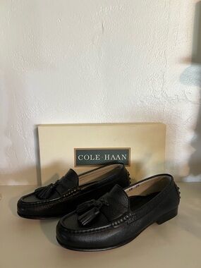 Cole Haan Black Leather Tassel Loafers